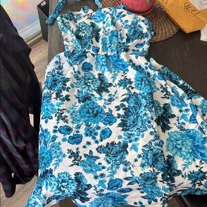 Floral Blue and White Dress